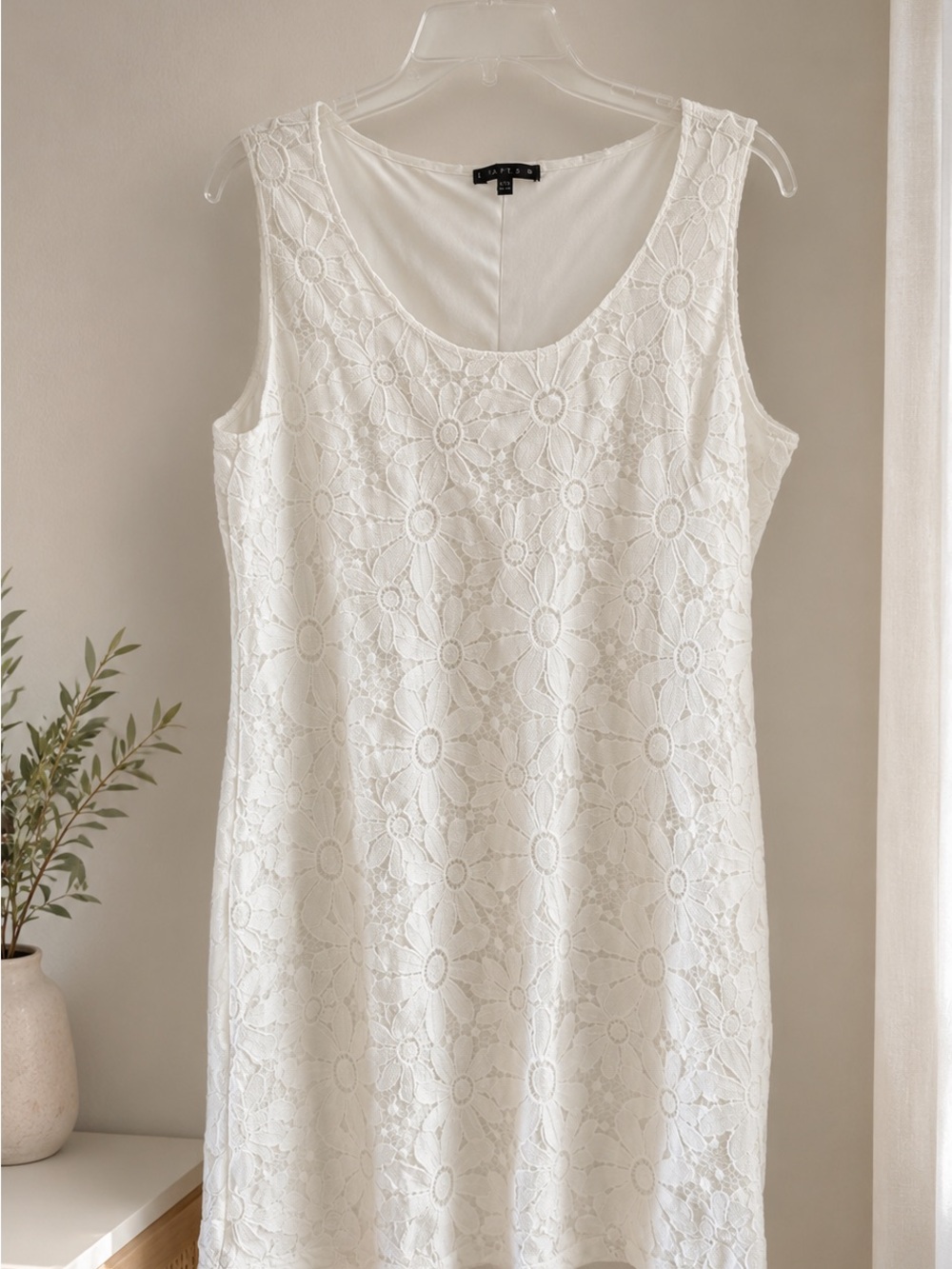 Tiana B White Floral Lace Sleeveless Shift Dress Size XL - Picture 2 of 5